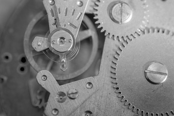 Closeup Macro of Clock Mechanism