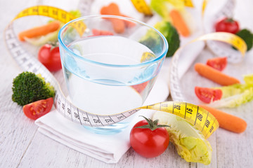 water and vegetable for diet concept