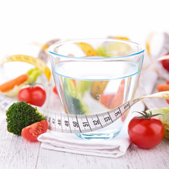 water and vegetable for diet concept