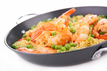 shrimp with rice and pea