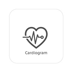 Cardiogram and Medical Services Icon. Flat Design.