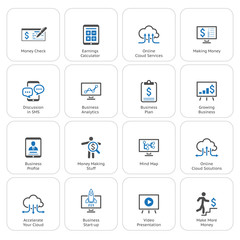Business & Money Icons Set. Flat Design.