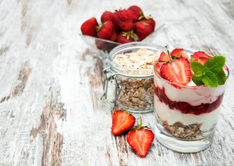 strawberry yogurt with muesli