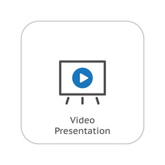 Video Presentation Icon. Business Concept. Flat Design.