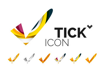 Set of abstract OK and tick icons, business logotype concepts