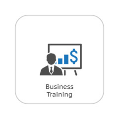 Business Training Icon. Online Learning. Flat Design.