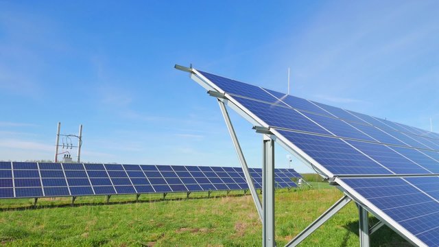 solar panels and rural landscape