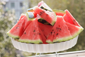 plate of watermelon slices