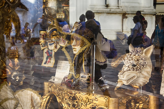 Sale in a typical Venetian masks shop Venice