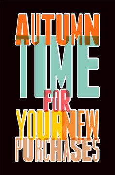 Autumn time retro poster. Vector typographical design for autumn sales.