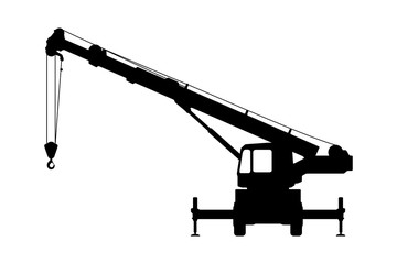 Crane Silhouette on a white background.