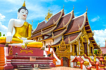 Bid Buddha statue at  Wat Montien or Wat Ratcha Montien (Chiang Mai,Thailand) HDR Toning color style