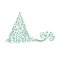 Christmas tree, vector illustration in sketch design for web sites