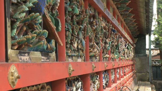 Elaborate carved line of panels at Tokugawa