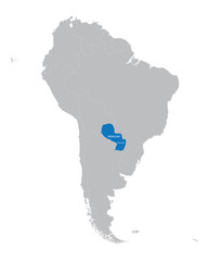 map of South America with indication of Paraguay