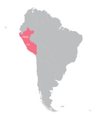 map of South America with indication of Peru
