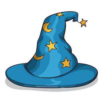 Blue Wizard Hat, Vector Illustration