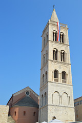 Fototapeta na wymiar Bell tower of the Anastasia cathedral in Zadar