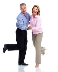 Happy dancing elderly couple.