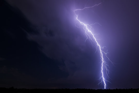 lightning and clouds in night landscape storm