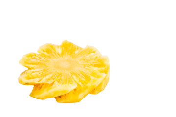 Freshly cut juicy, sweet nutritious pineapple fruit isolated in white