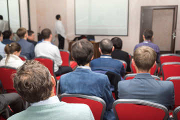Business Conference and Presentation. Audience at the conference hall.