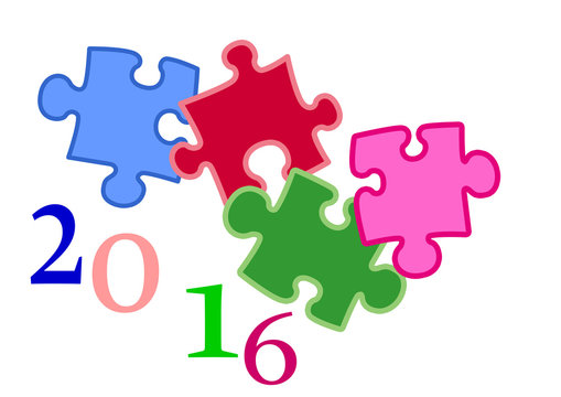 2016,sur puzzle enfantin coloré