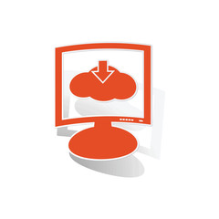 Cloud download monitor sticker, orange
