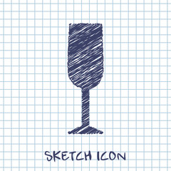 vector sketch icon of wine glass