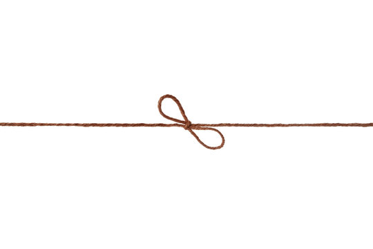 String or twine tied in a bow isolated on white background