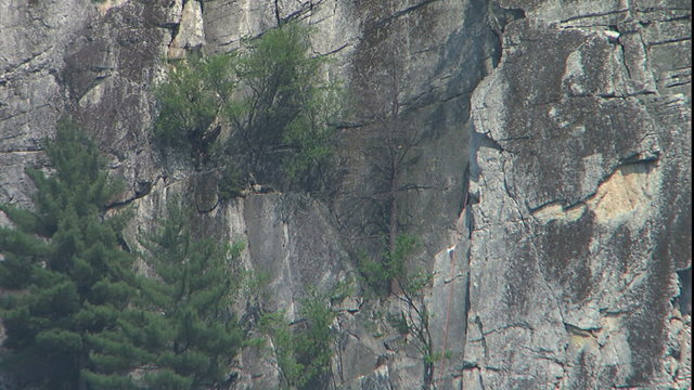 Tilt down cu of Seneca Rocks Face to climbers