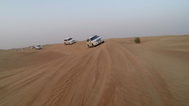Pink Rock Desert, Safari, UAE Driving on jeeps on the desert
