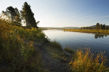 Snake River in morning light, Teton National Park, Wyoming.