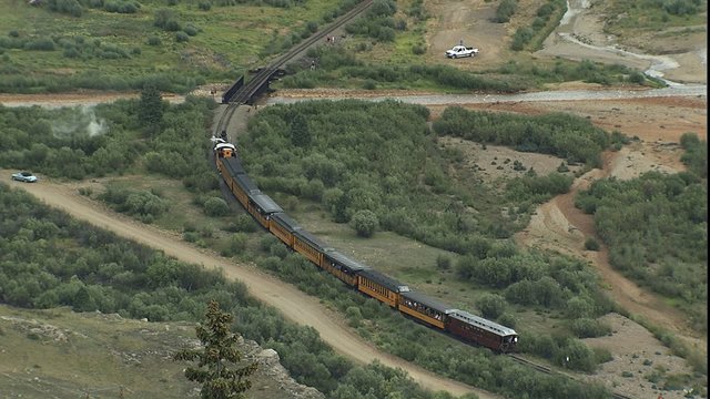 Steam Locomotive Train Crossing Bridge