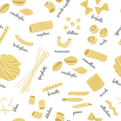 Italian pasta set seamless pattern