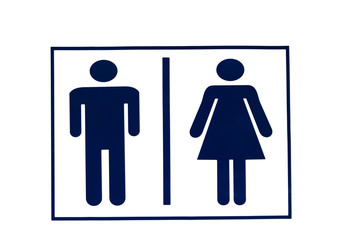 Toilet tag and sign isolated on white