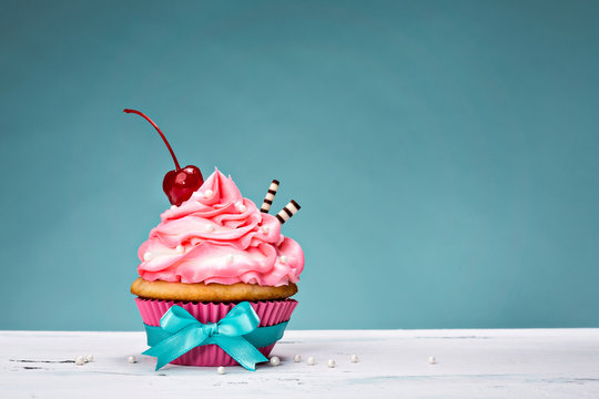 Vintage Cupcake with Cherry on Top