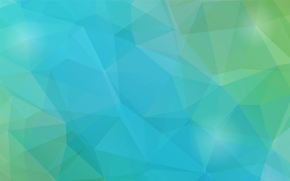 Blue and green abstract background with triangular shapes.