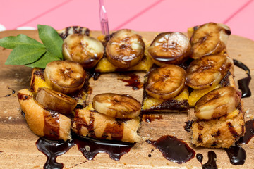 Page toast topped with banana