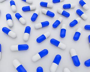 3D illustration of medicine pills (capsules)