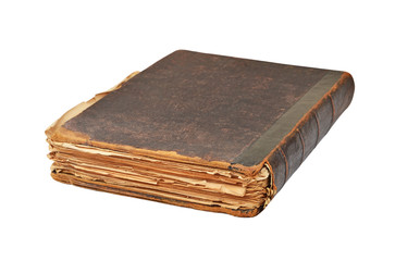 Dirty antique book, isolated on white background