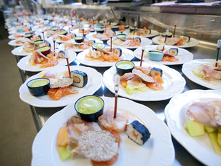 rows of appetizer plates