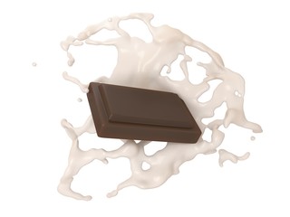 Chocolate Piece In Milk Splash