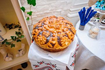 beautiful wedding loaf on the table