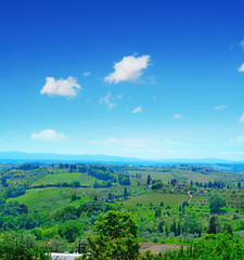 Fototapeta na wymiar green landscape in San Gimignano surrounding area