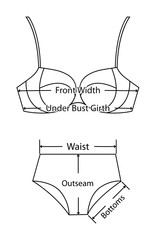 The scheme for measuring the size of women underwear. Vector