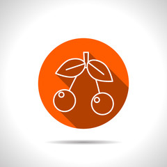 Vector cherry orange icon with flat shadow