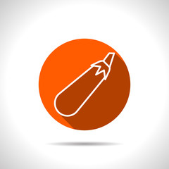Vector eggplant orange icon with flat shadow