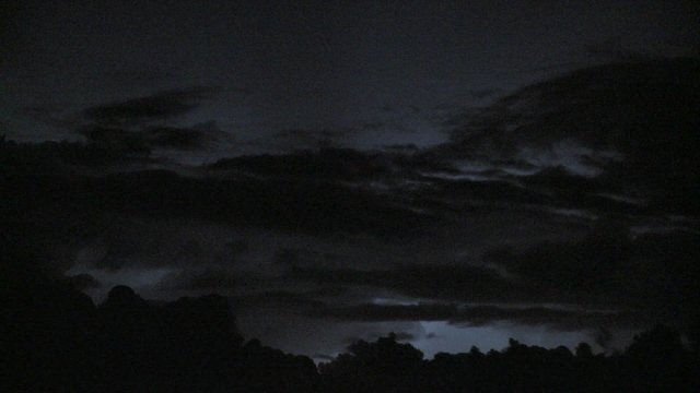 Spectacular lightning strikes in the night sky.