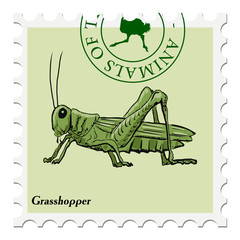 Fototapeta na wymiar stamp with grasshopper